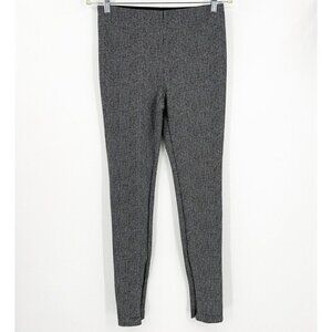 Theory Black White Zip Ankle Leggings Size M Pull On Career Office